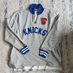 Mitchell & Ness New York Knicks Qtr Zip Grey- XS